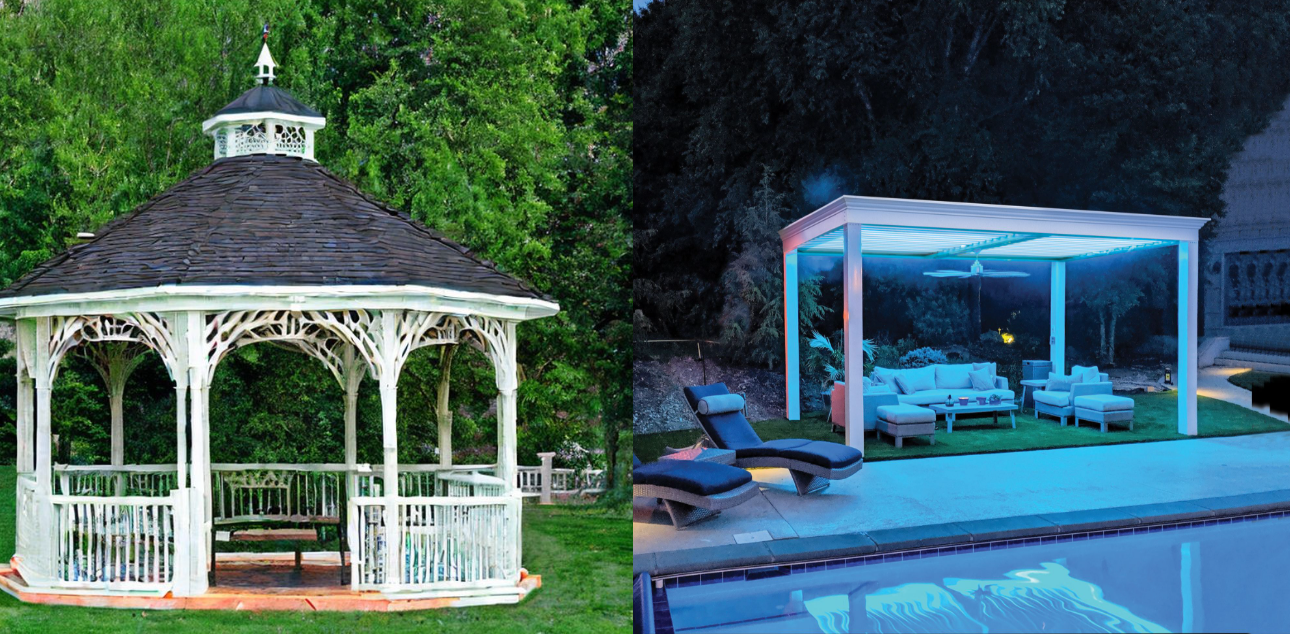 Gazebo and Pergola side by side