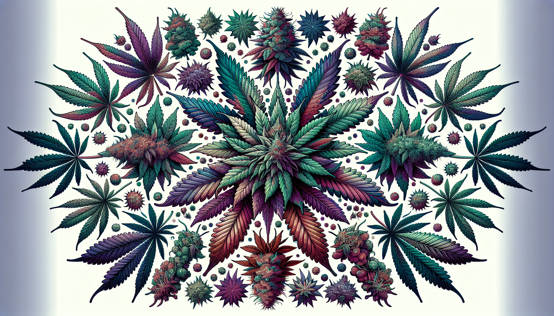 Illustration of various cannabis strains