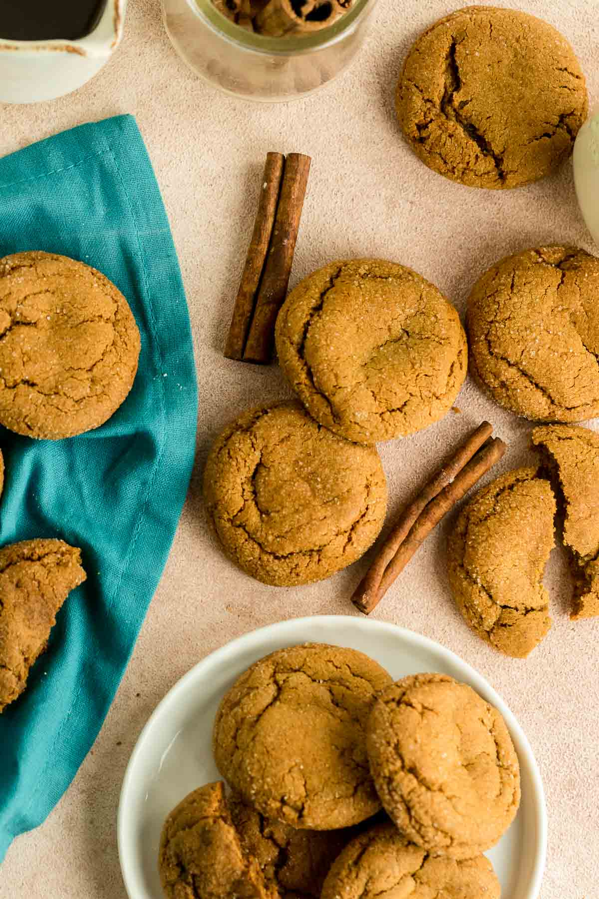 top down view of molasses cookies