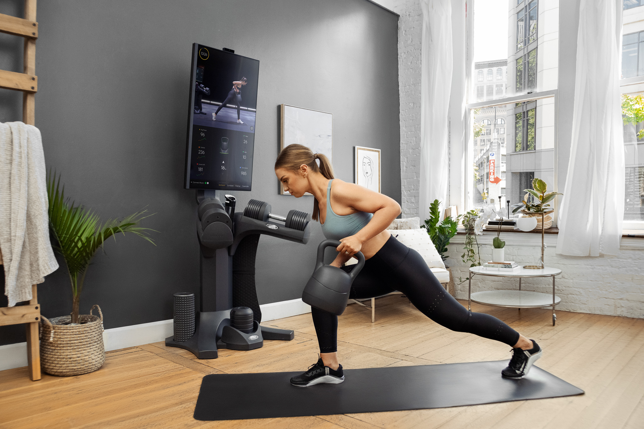 A person with a futuristic home gym