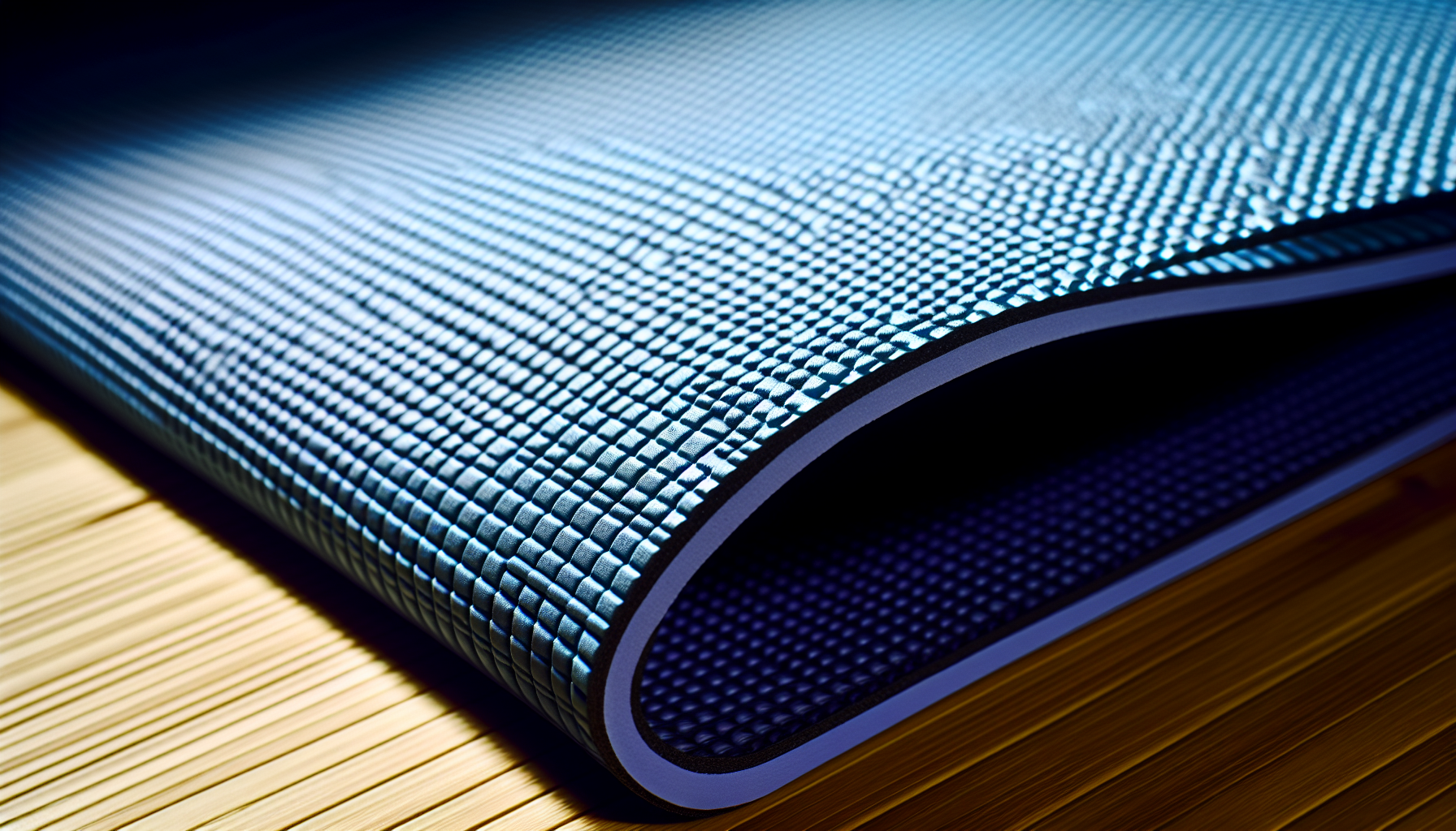 Close-up of a non-slip yoga mat with extra thickness