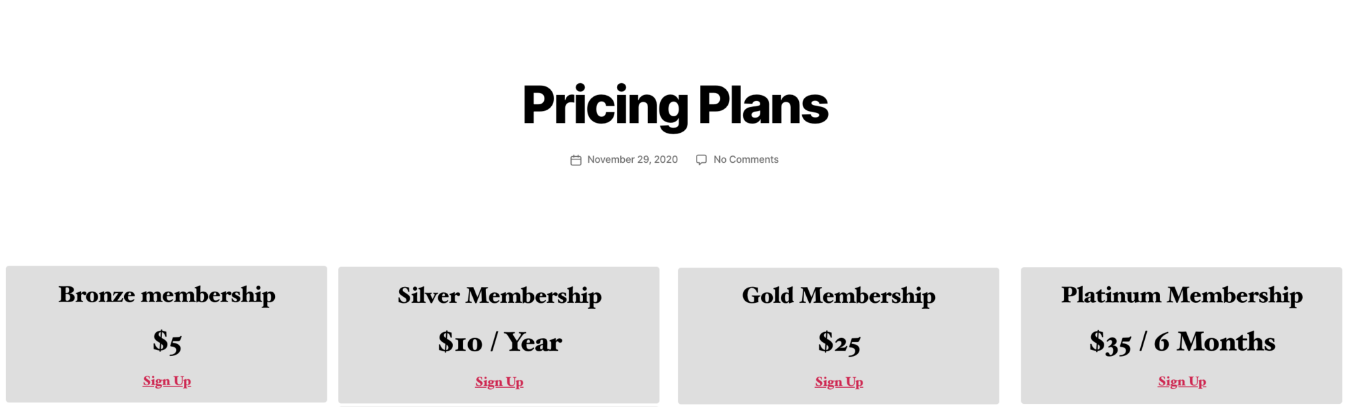 The pricing page can be customized. /Source: memberpress.com