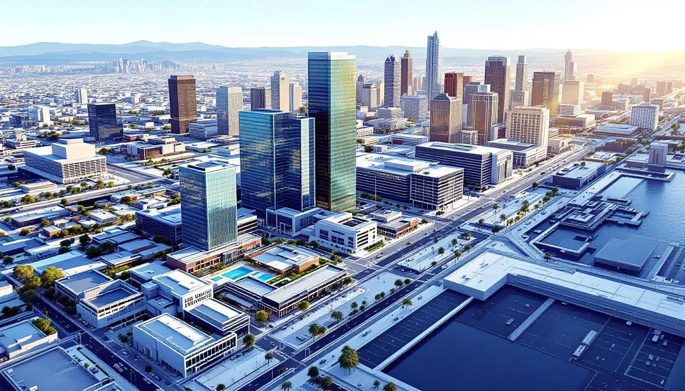 A cityscape view representing zoning and land use issues in Southern California.