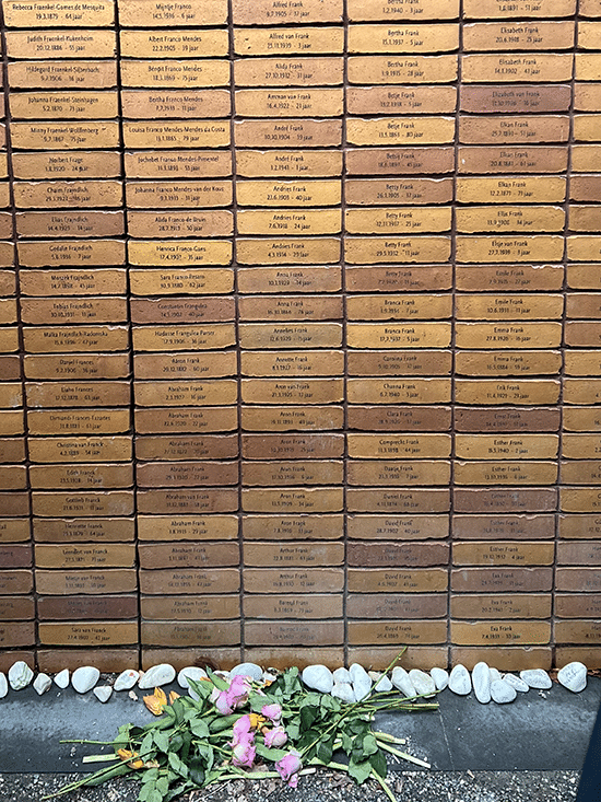Anne Frank's brick at the memorial. Weekend in amsterdam must see. Jewish quarter. 