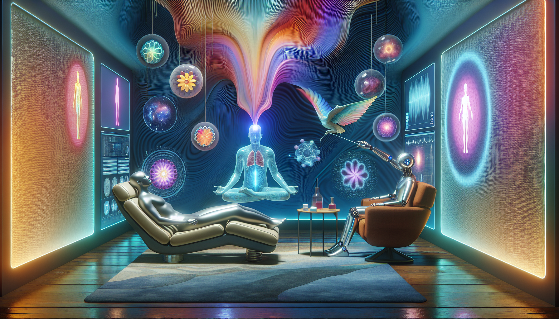 Illustration of the future of psychedelic medicine and therapy