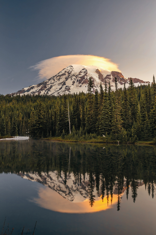 Mount Rainier at sunrise in Mount Rainier National Park—just 60 miles from Seattle.