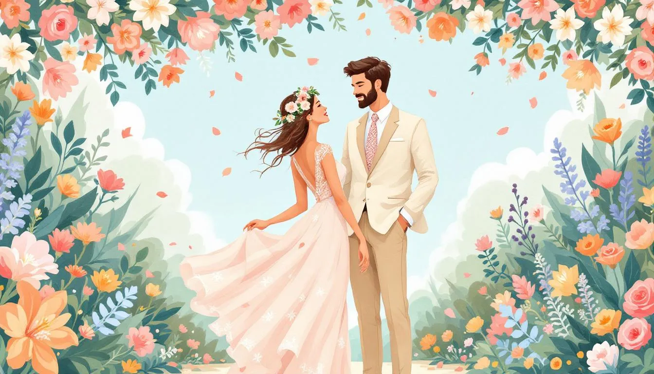 Seasonal casual wedding attire for spring and summer.