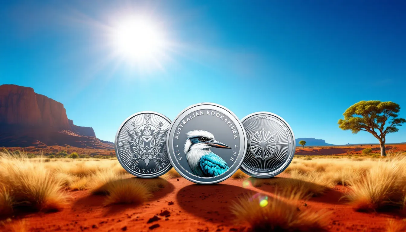 Australian Platinum Kookaburra coins with detailed designs.