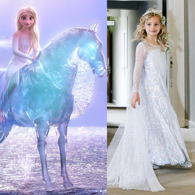 Luxe Elsa prinsessenjurk met pailletten en sleep