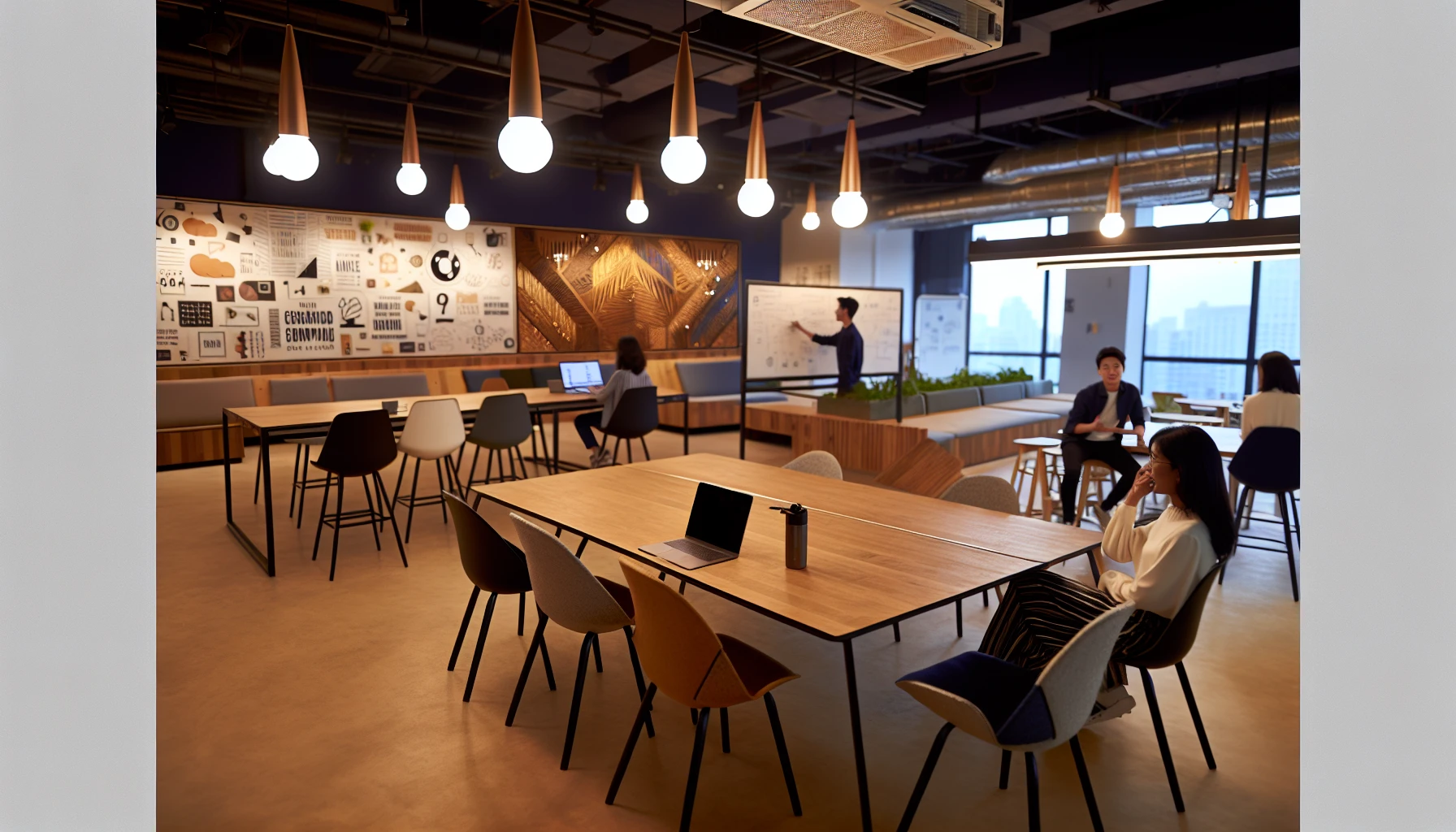 A creative workspace with innovative design elements, representing unique and innovative benefits offered by companies.