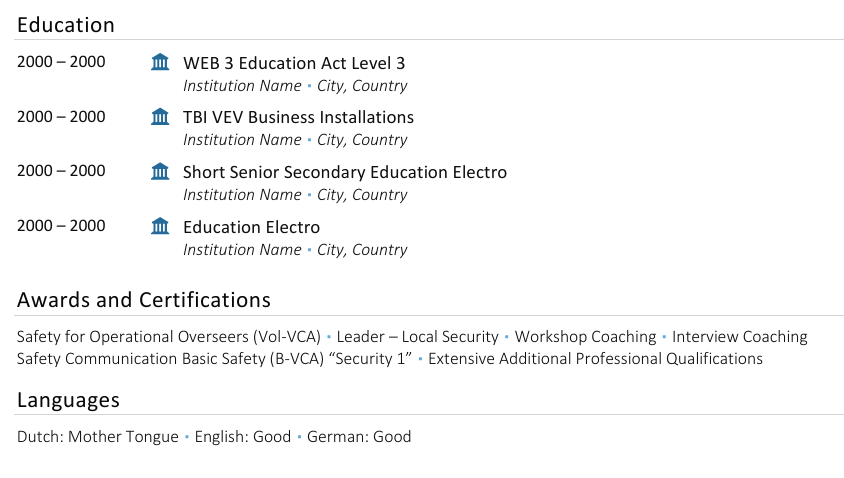 Example CV Ending