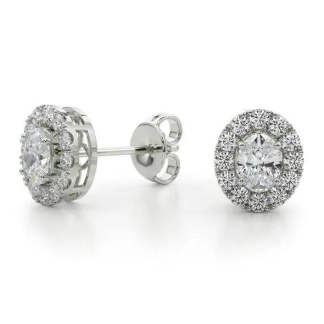 Halo diamond stud earrings.