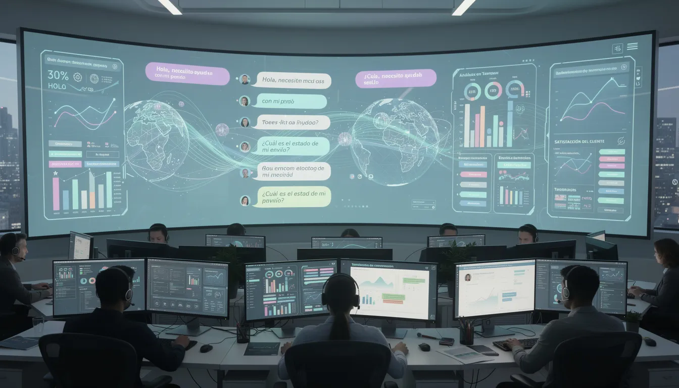 Un sistema de inteligencia artificial está analizando conversaciones con clientes en tiempo real, utilizando grandes cantidades de datos para mejorar la experiencia del cliente y optimizar las interacciones a través de diferentes canales. Esta tecnología permite a las empresas personalizar su atención y ofrecer soluciones más efectivas.