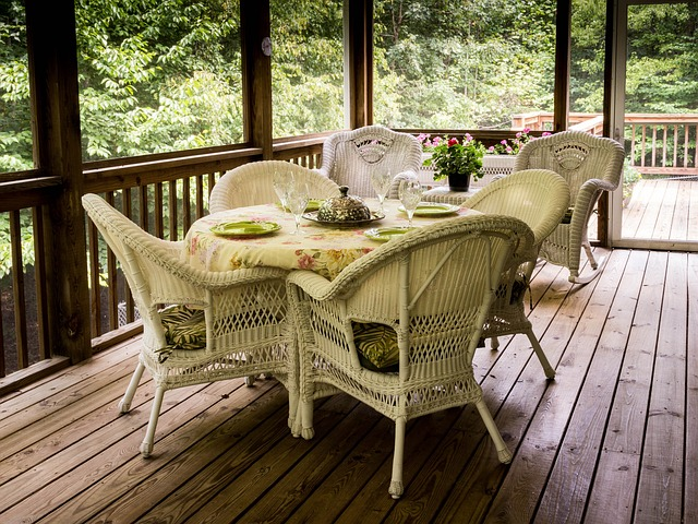screened porch with semi transparent stain