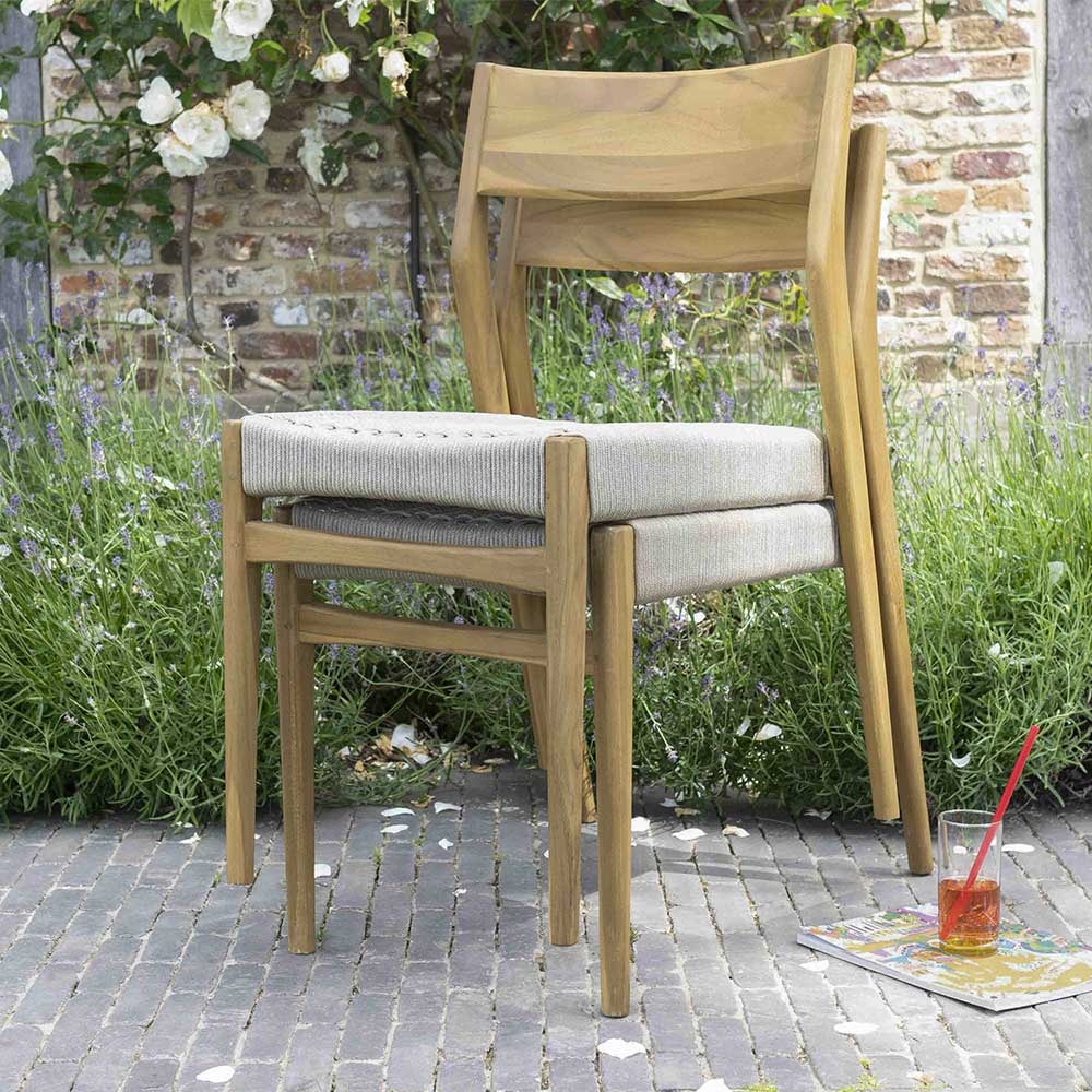 Fauteuil de jardin en teck massif et cordage