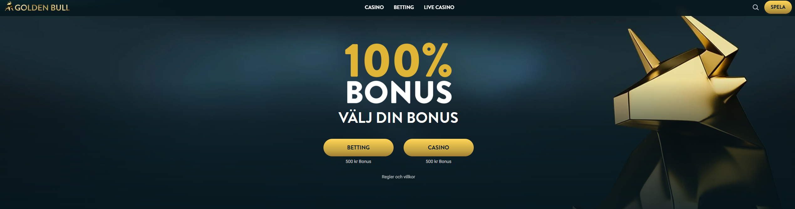 Golden Bull bonus – 100 % upp till 500 kr
