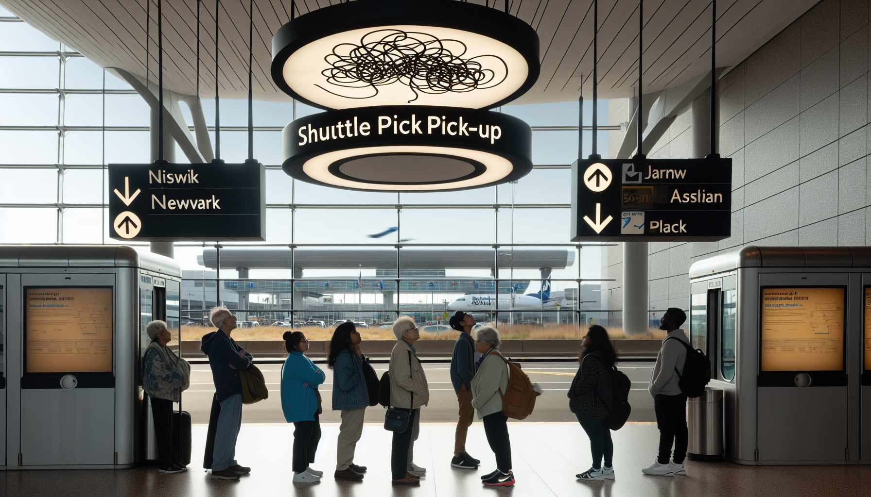 Shuttle service pick-up point at Newark Airport