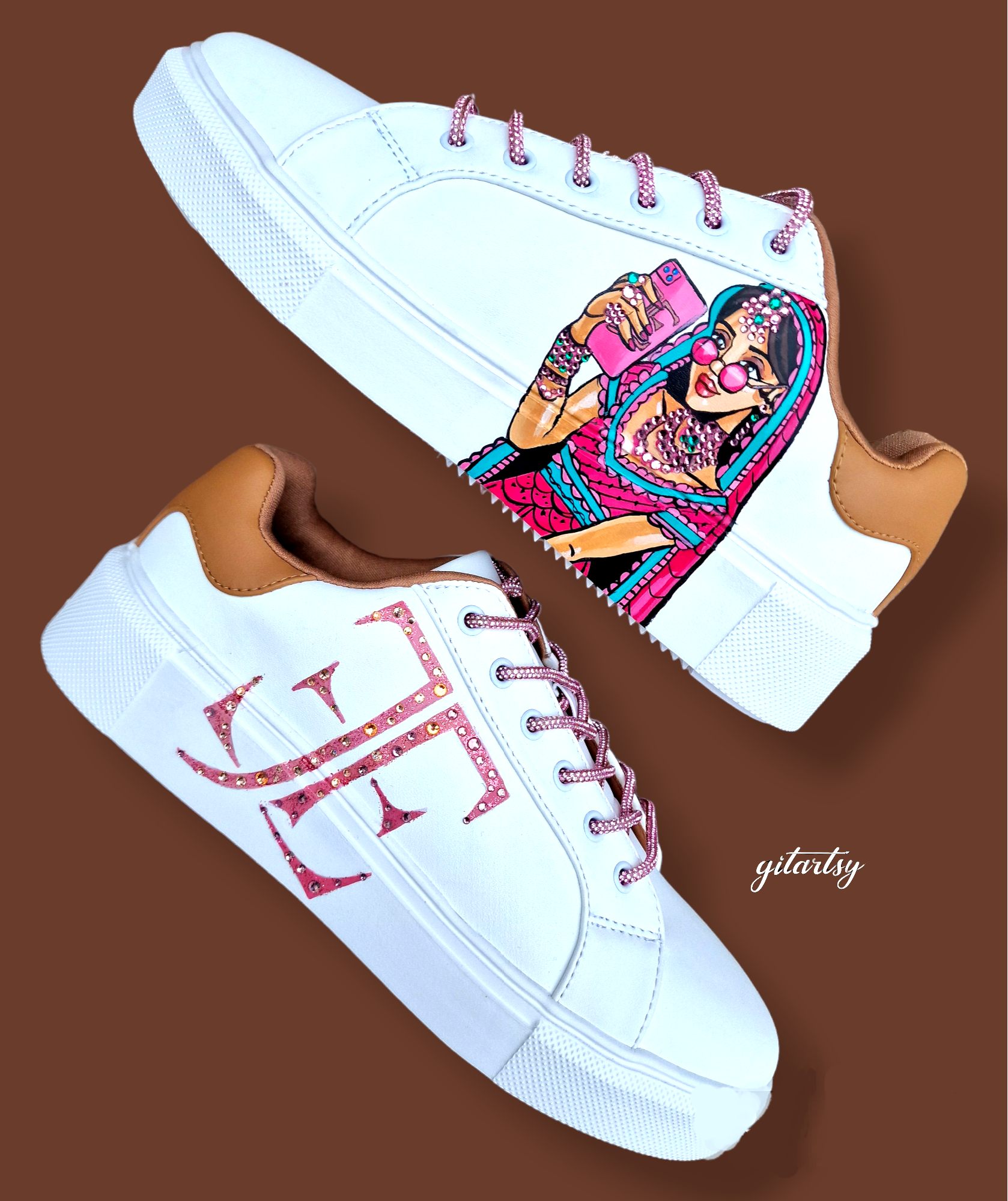 Custom sneakers hand painted for Accessories brand: "Jeet's accessories" 