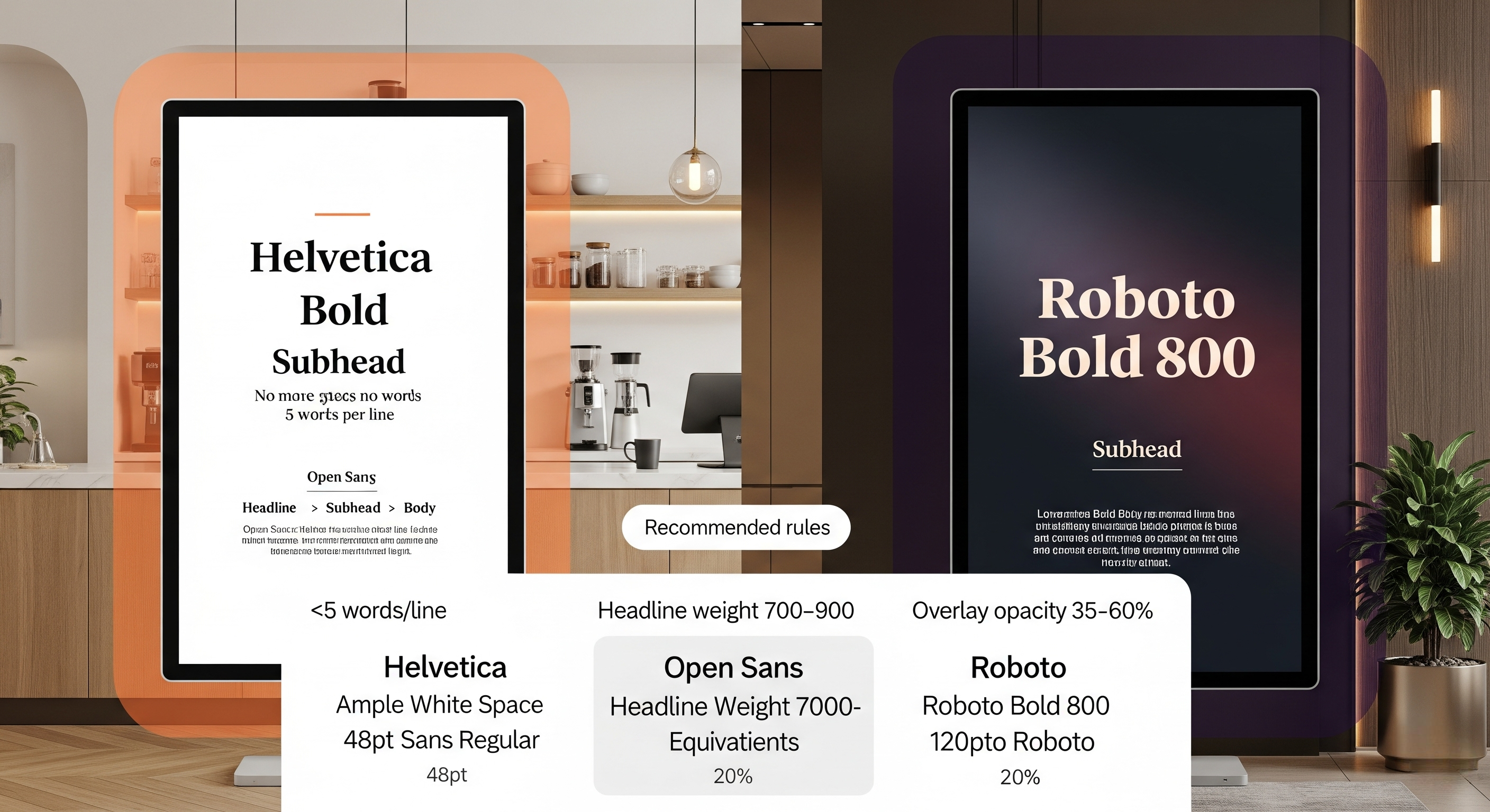 choose bold fonts and high contrast overlays
