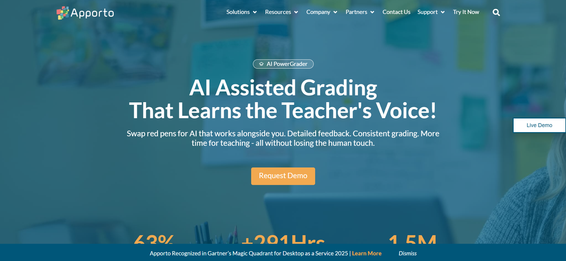 Apporto AI writing assistant offering AI-powered writing feedback, essay grading, academic writing support, and personalized content improvement.