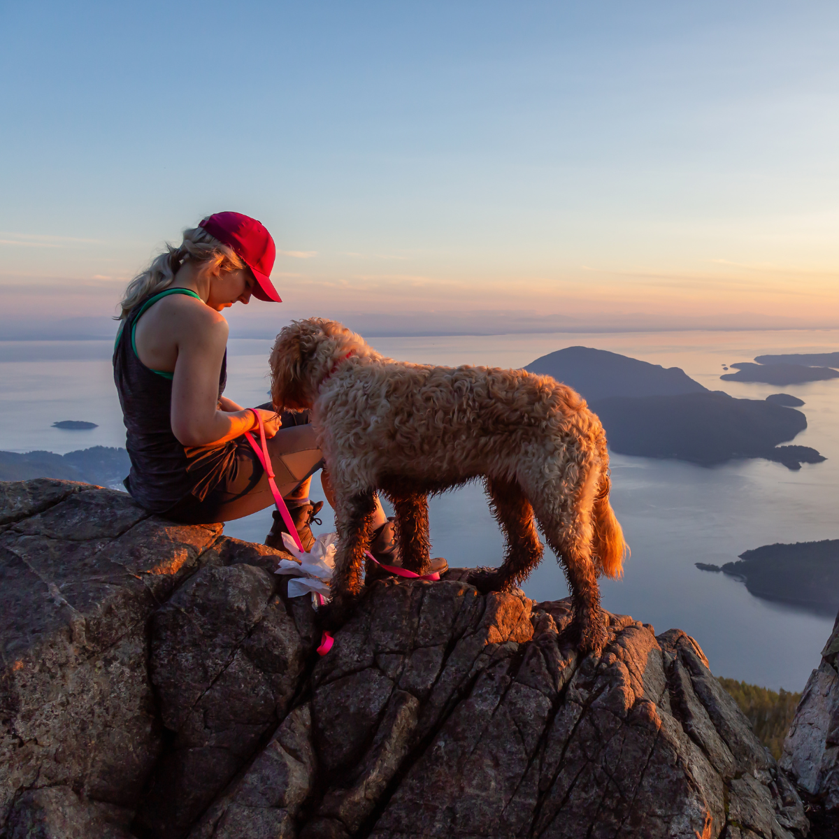 Girl hiking with dog: Featured in One Word Caption For Travel 