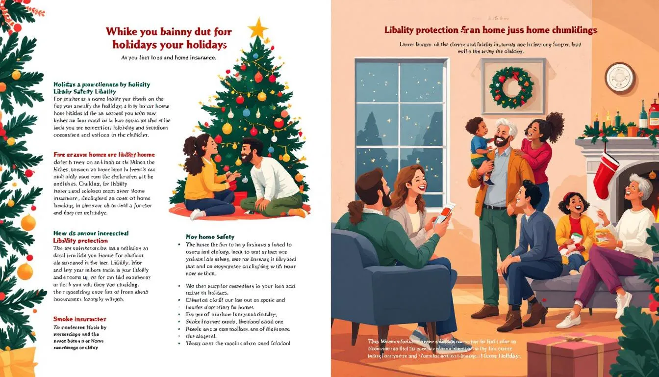 A gathering of friends and family during the holiday season, emphasizing liability protection and home insurance.