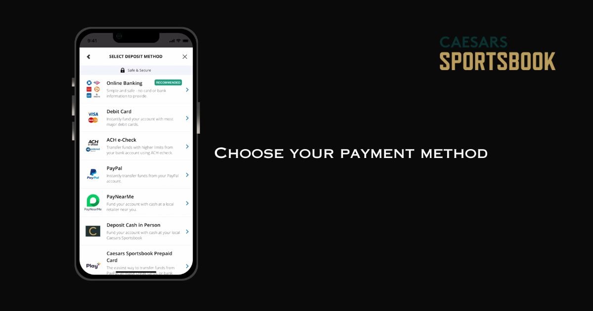 Banking Options at Caesars Sportsbook