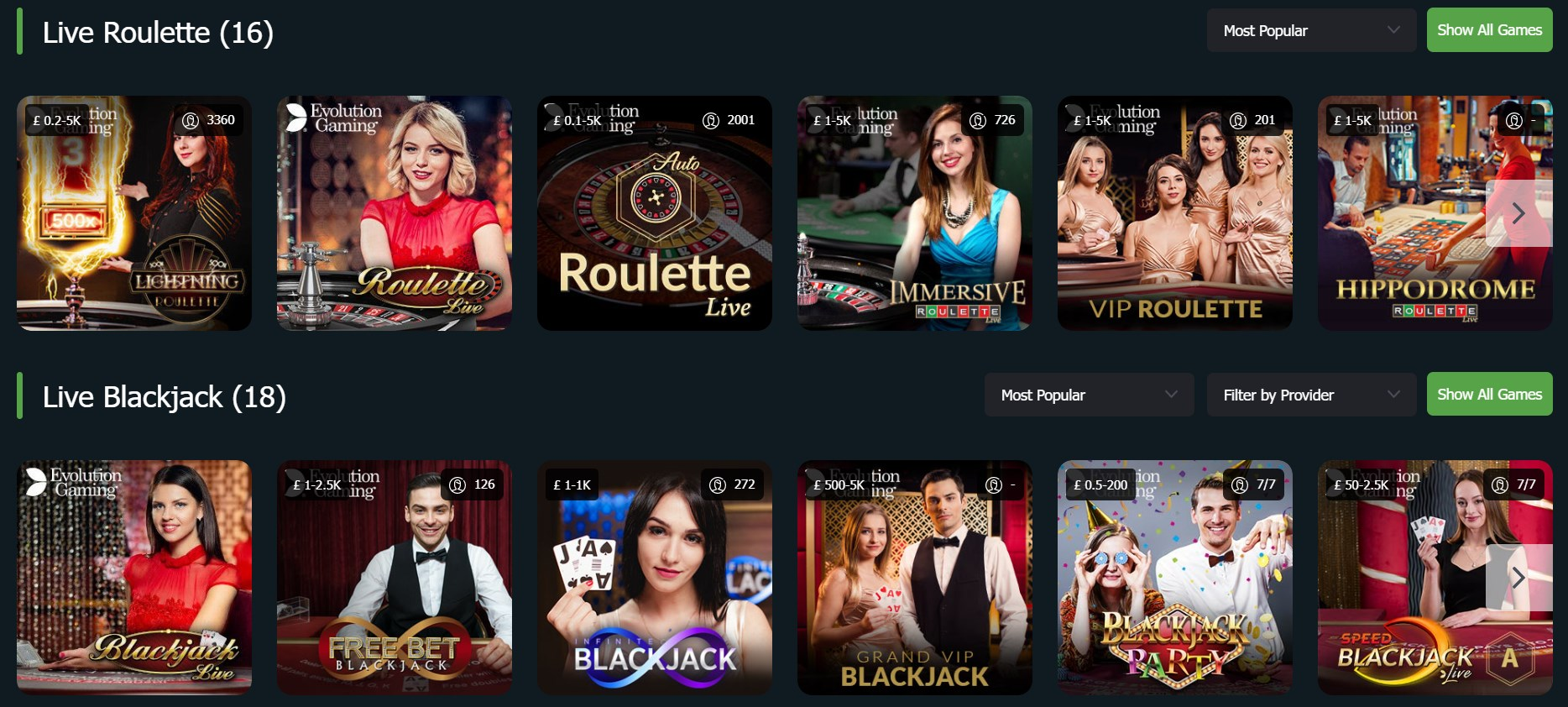 Live roulette and live blackjack games on Fansbet