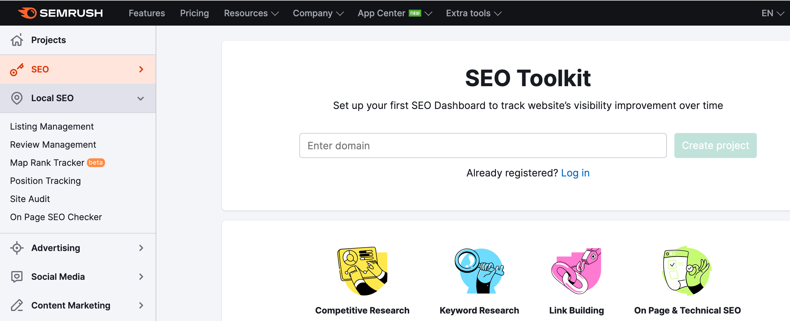 Semrush Dashboard 