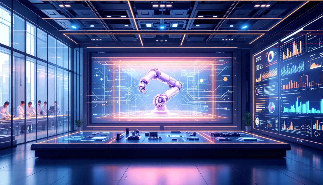 A modern manufacturing facility utilizing machine learning technologies.