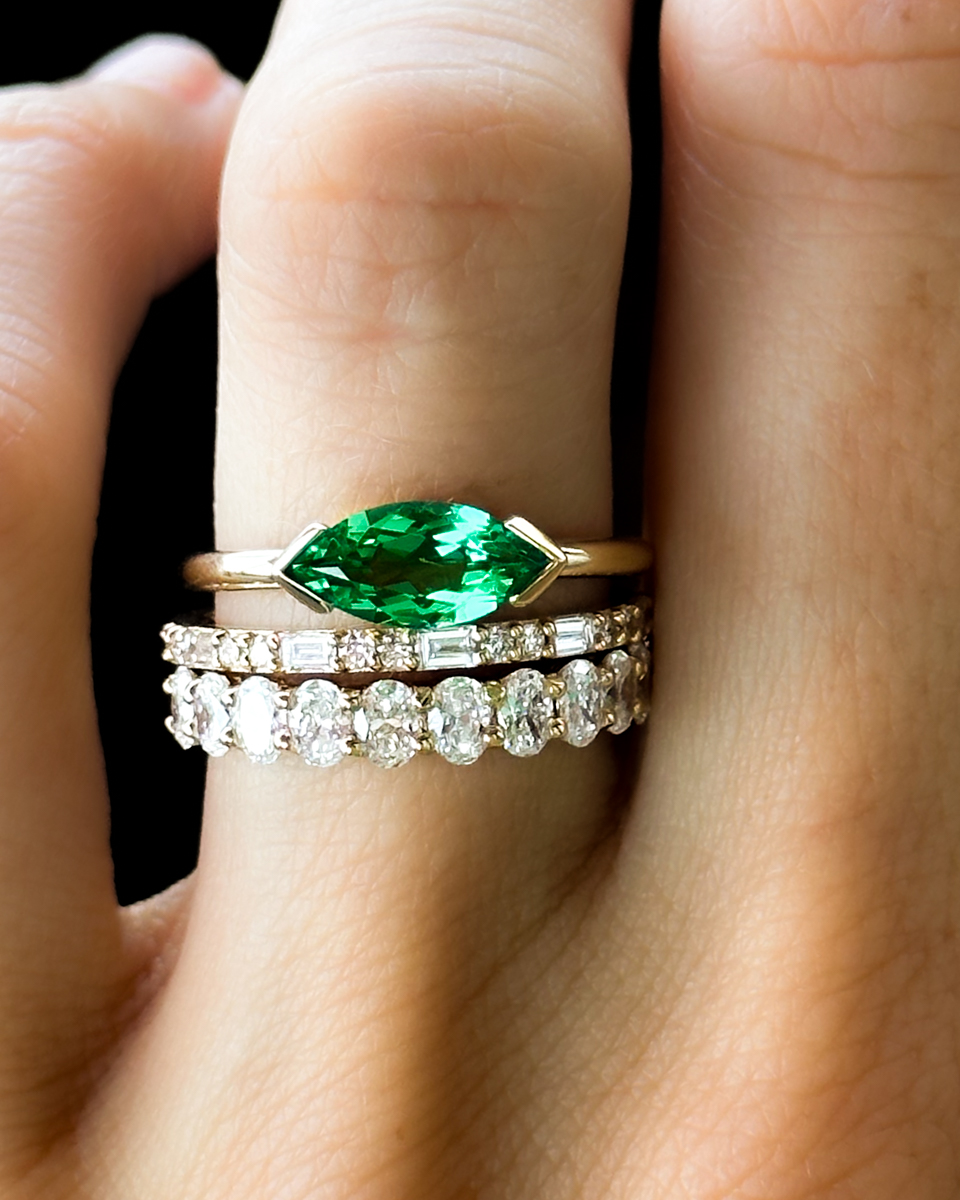 GOODSTONE green emerald marquise engagement ring