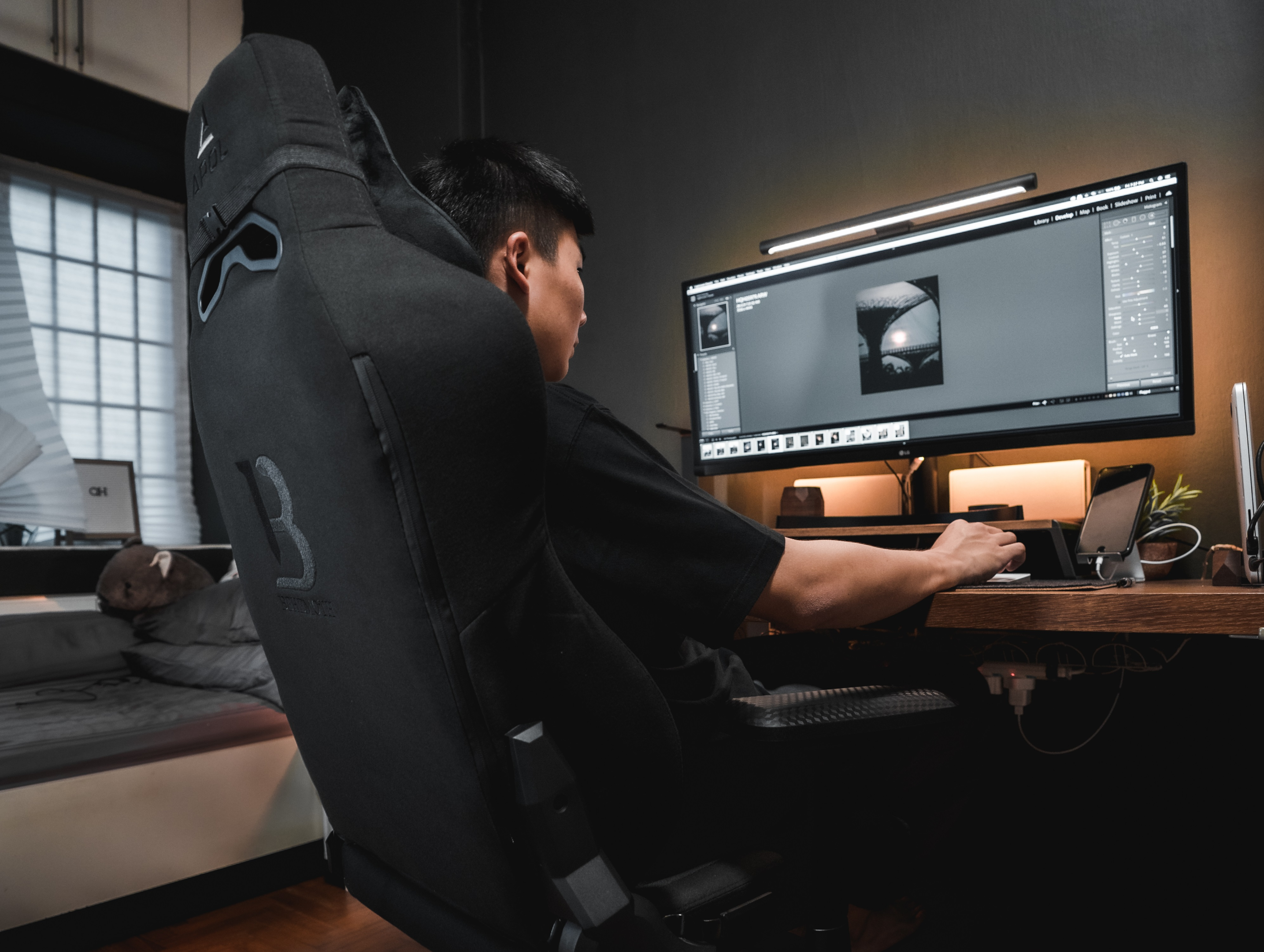 Man sitting on ergonomic chair