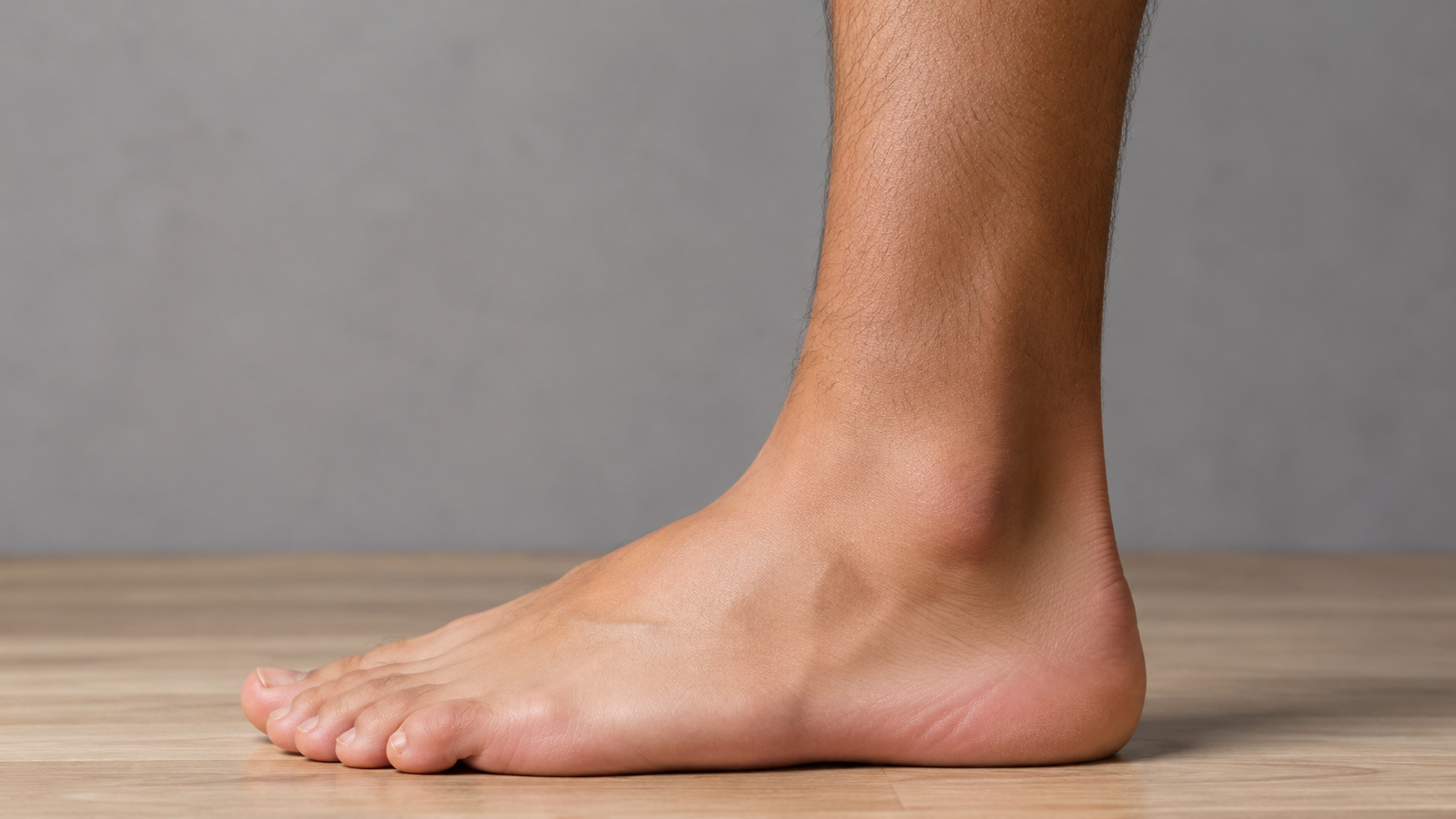 Close-up of a person's bare foot and ankle