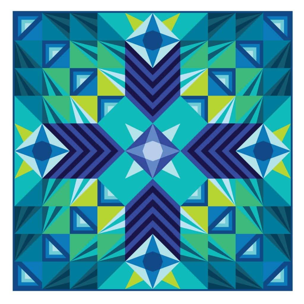 Stargazer modern triangle quilt pattern.