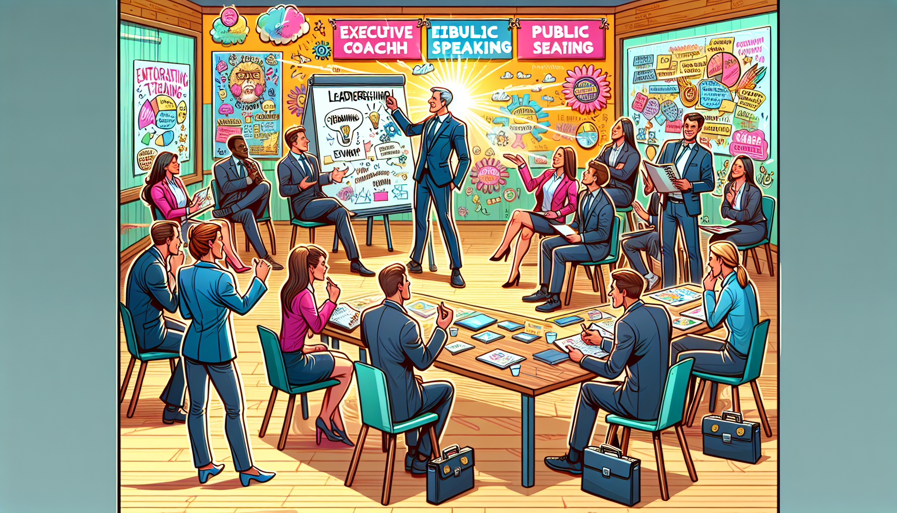 A cartoon depicting the concept of executive coaching in action.