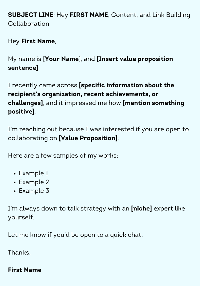 Cold email for content and link building collab