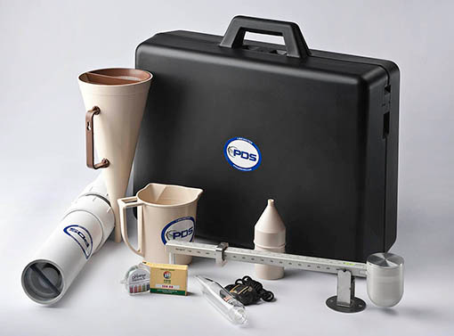 A slurry testing kit with essential components for chip seal application