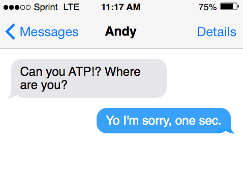 ATP getting used in text conversations between two people