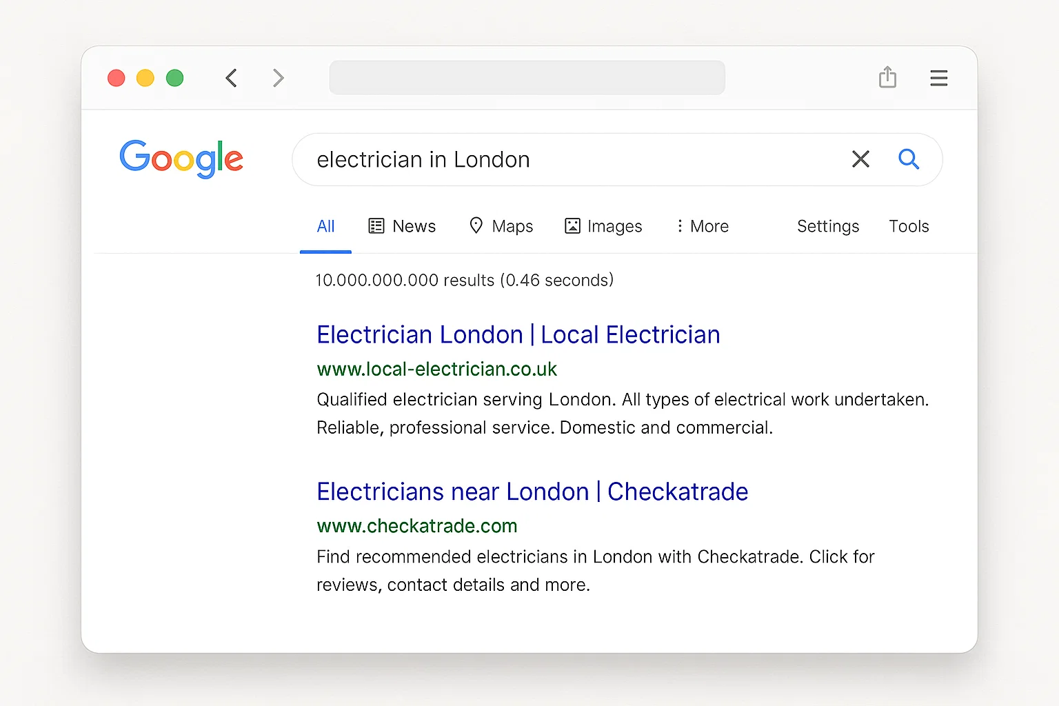 Independent trades website outranking Checkatrade on Google.