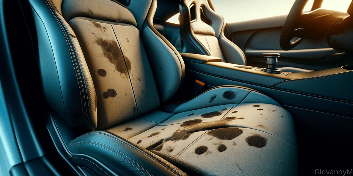 types of stains on car's cloth seats fabric.