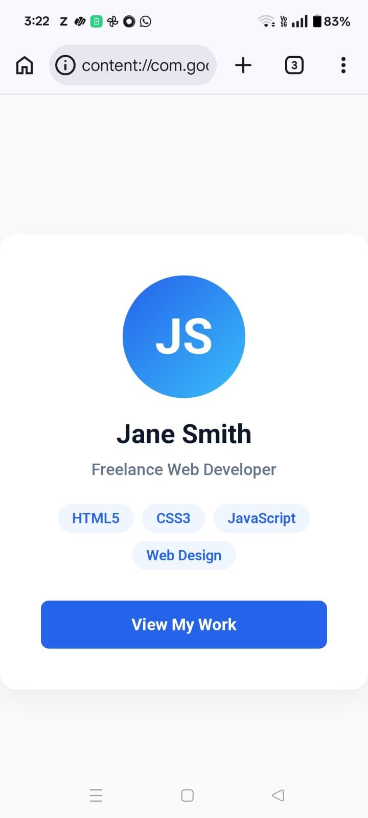 HTML file open in Chrome on phone