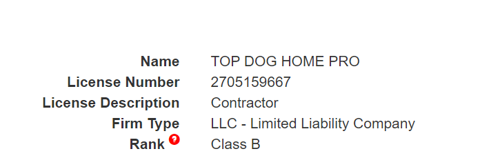 top dog home pro roofing license