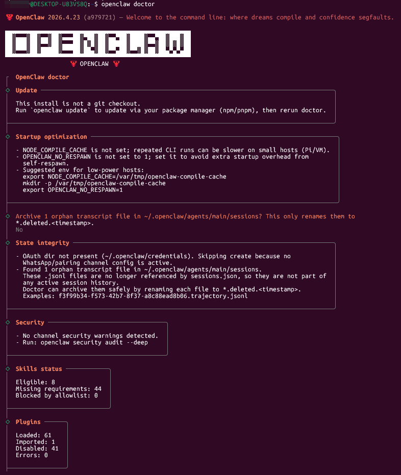 OpenClaw doctor