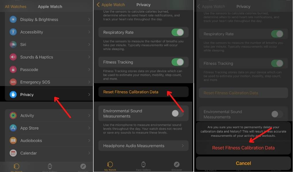 Apple Watch Reset Fitness Calibration Data