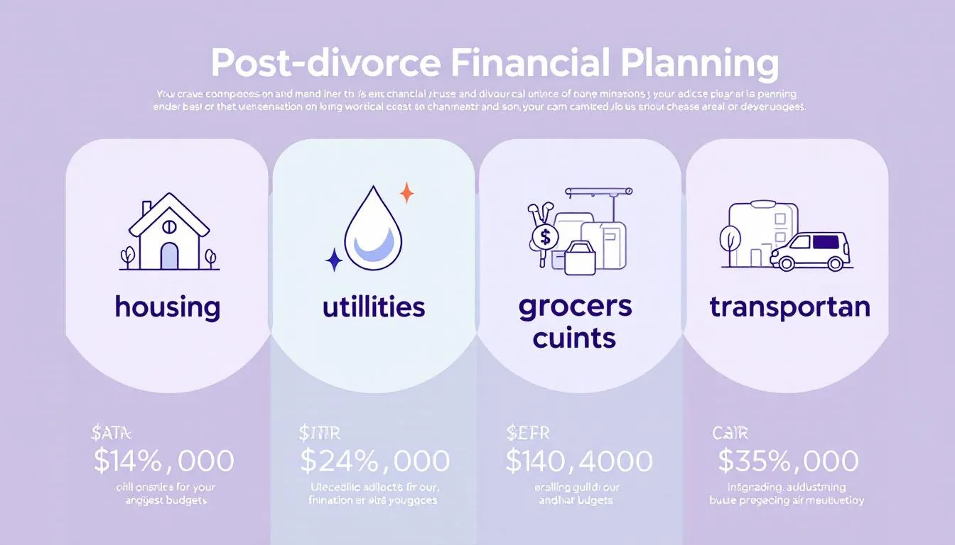 Post-divorce financial planning, focusing on budgeting and adjusting to single-income living.