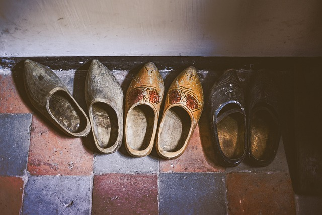 clogs, old, vintage, wear shoes inside