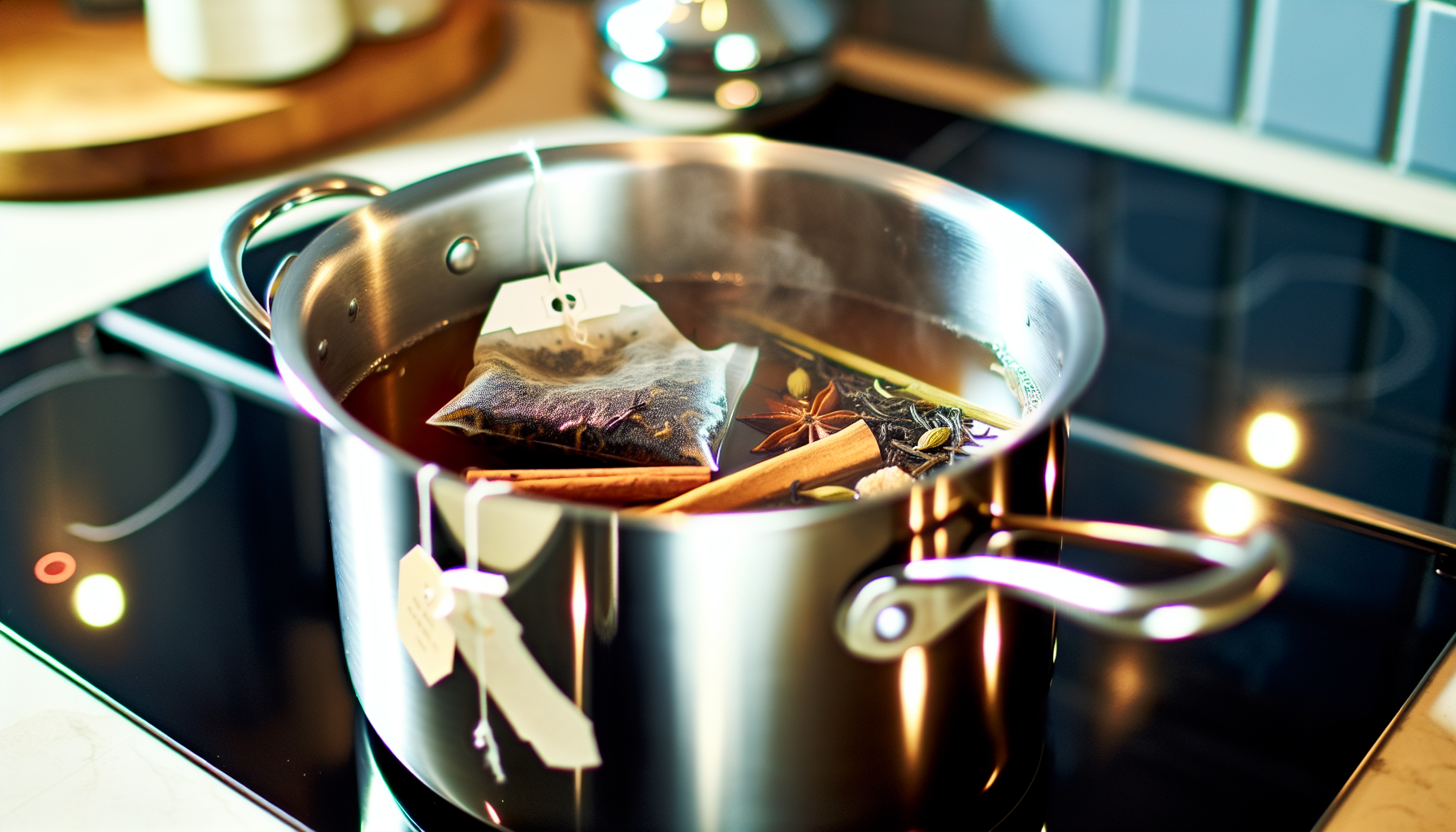 Preparation of chai simple syrup in a medium saucepan