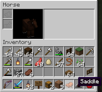 The saddle in the player's inventory.