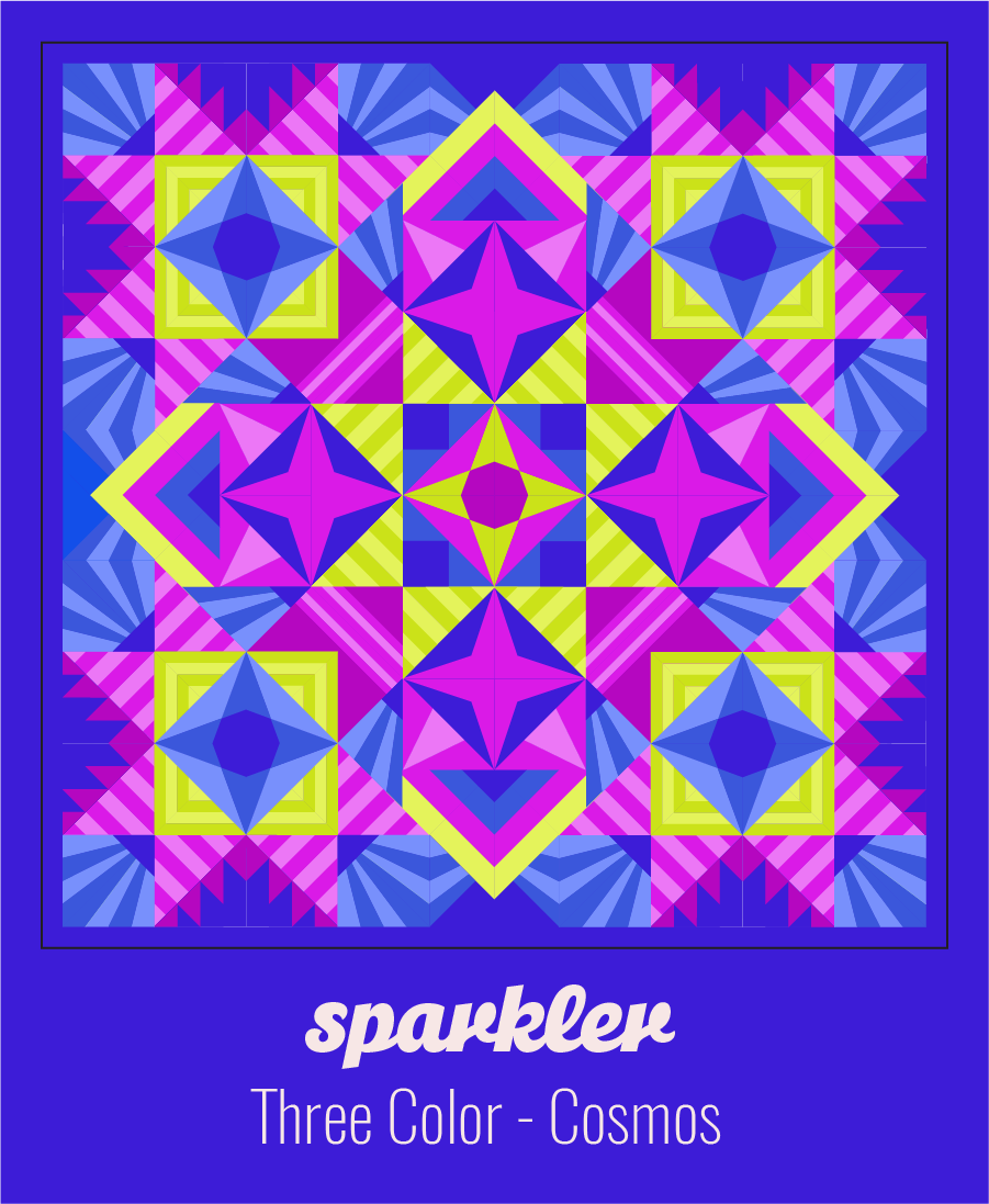 Sparkler quilt patterns: Three-color layout