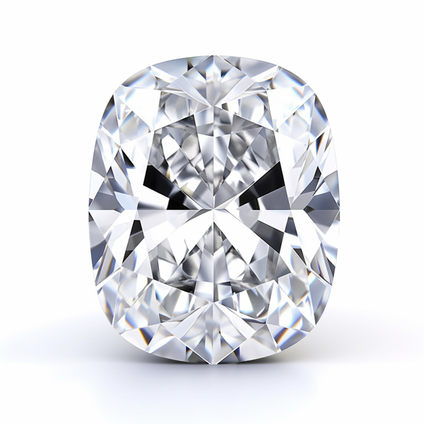 Una imagen de un diamante alargado de talla cojín con esquinas redondeadas.